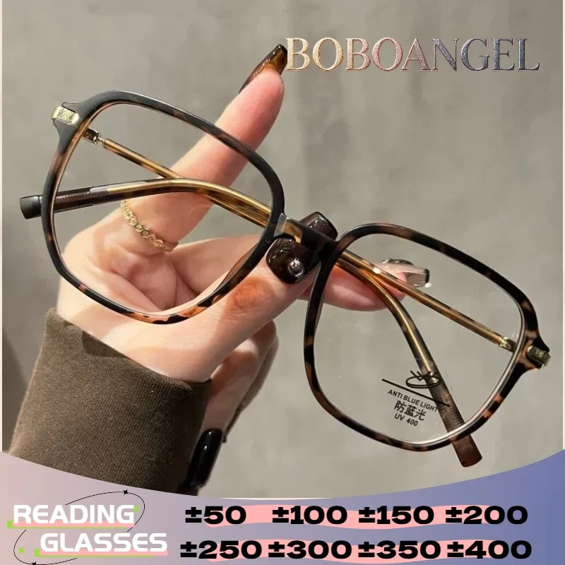 

BOBOANGEL Anti Blue Light Prescription Optical Glasses Progressive Lenses Customization Women Vintage Leopard Reading Glasses