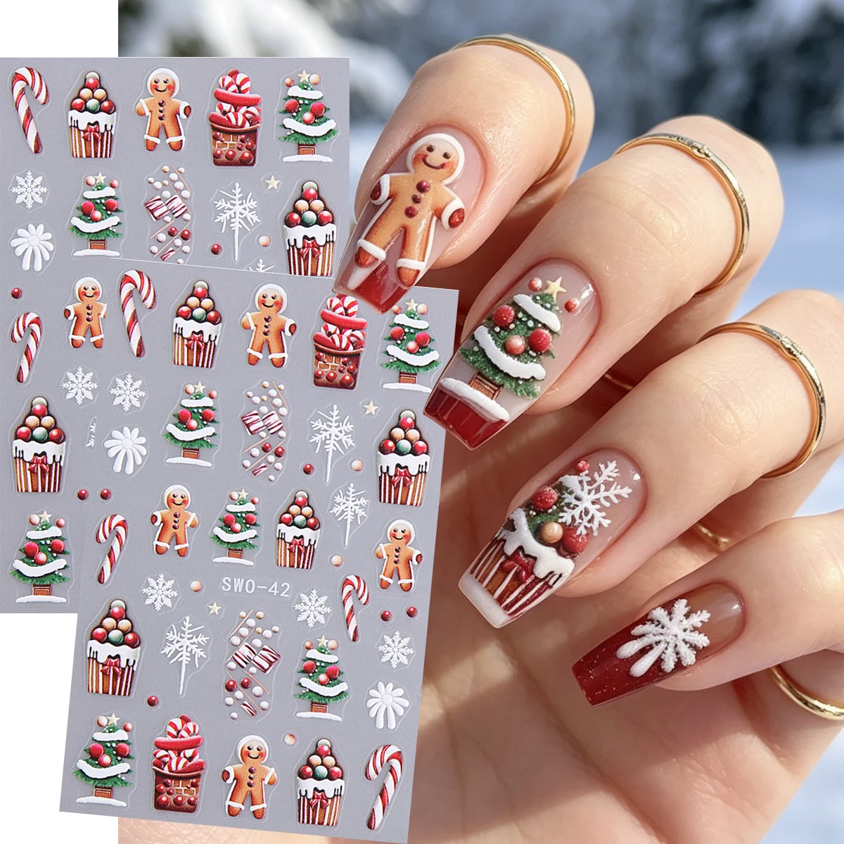 2pcs Christmas 3D Nail Art Sti - Nail Art For Men recension och pris