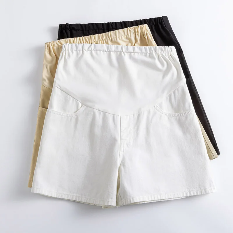 Pantalones cortos de mezclilla de maternidad de moda, pantalones cortos de algodón para el embarazo, pantalones vaqueros elásticos sueltos, ropa de verano