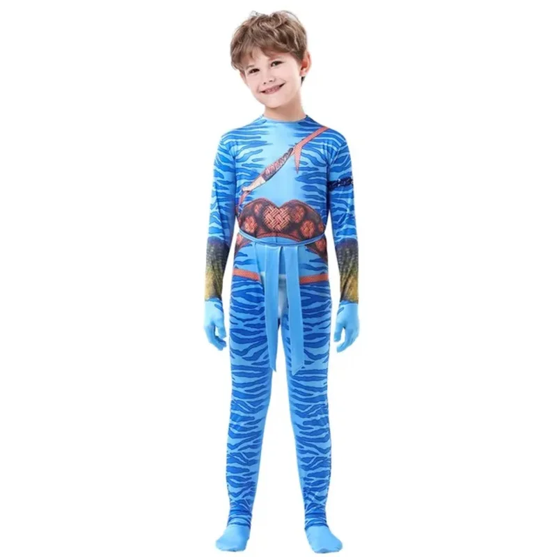 Neuer Avatar 2 Cosplay Kostüm Film Jake Sully Neytiri Bodysuit Anzug Zentai Overalls Halloween Kostüm für Frauen Männer Mädchen Kinder