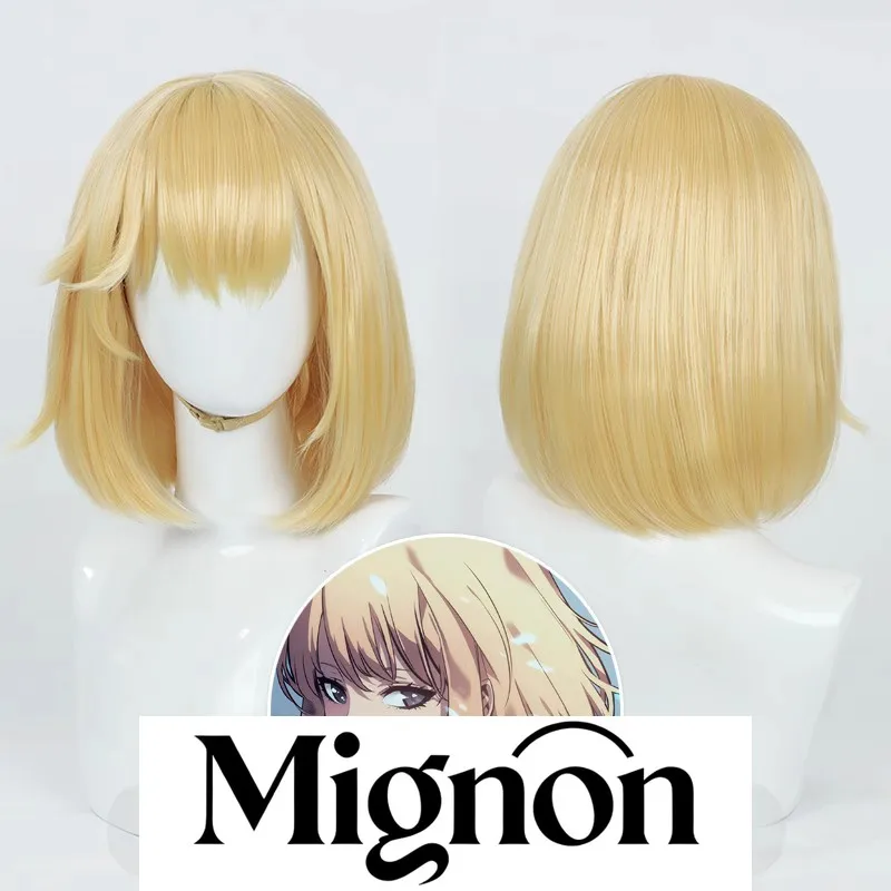 솔로 레벨링 차해인 코스프레 가발 골든 보브 컷 할로윈 선물