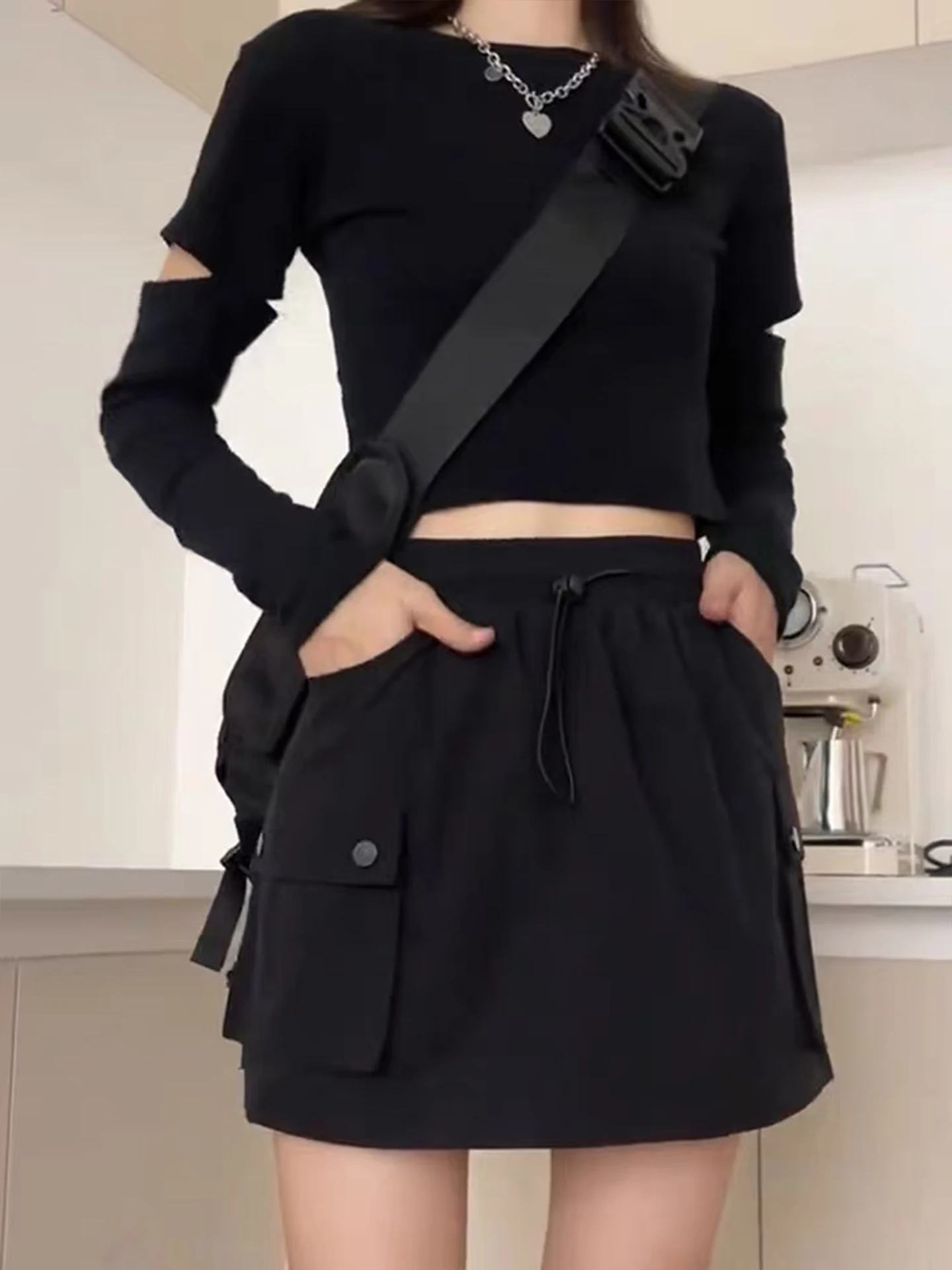 plus Size Black Workwear  Skirt High Waist A-Line Slimming Half Body Skirt for Women Heavy Duty Elastic Waist Summer Style