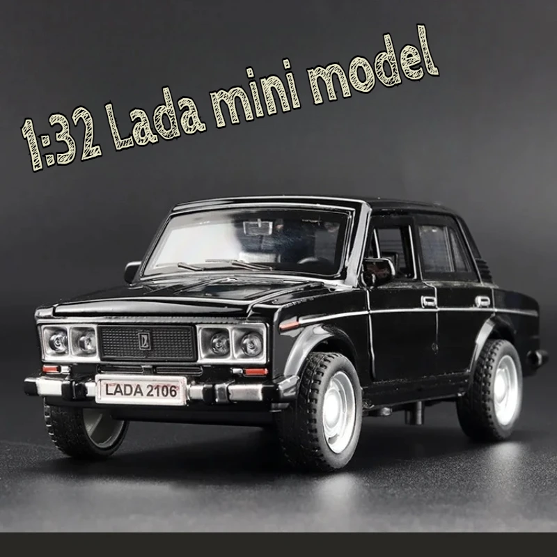 

1:32 Мини-ретро Лада 2106, металлическая модель игрушки со звуком и светом, коллекция настольного украшения, подарок