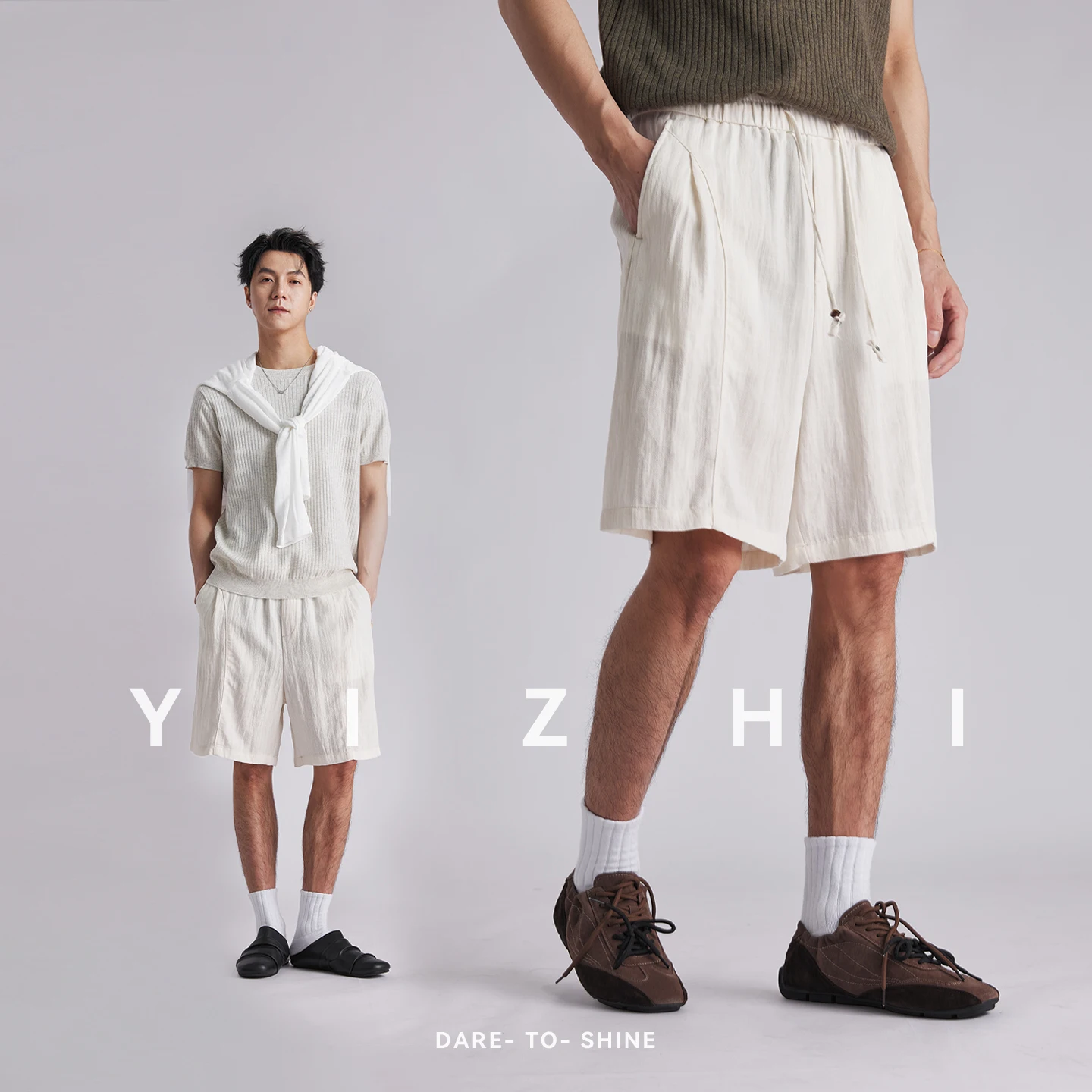 Fashion Men's Lyocell Cotton Linen Texture Shorts Old Money Style 2026 Summer Breathable Cool Feel 5 Inch Casual Pants