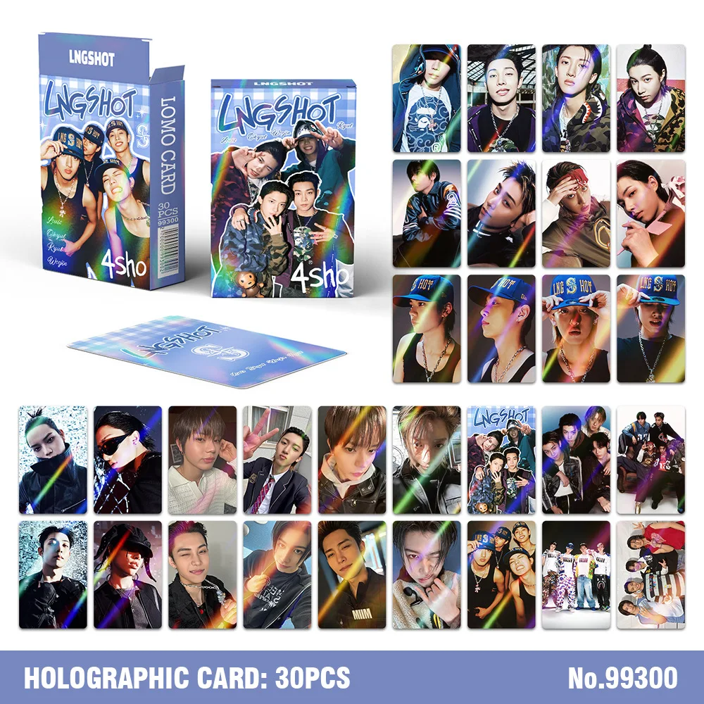 30PCS LNGSHOT 4SHOBOIZ Vol.2 4SHOVILLE Holographic Lomo Cards Laser Photocards HD Printed Fan Collection Gift