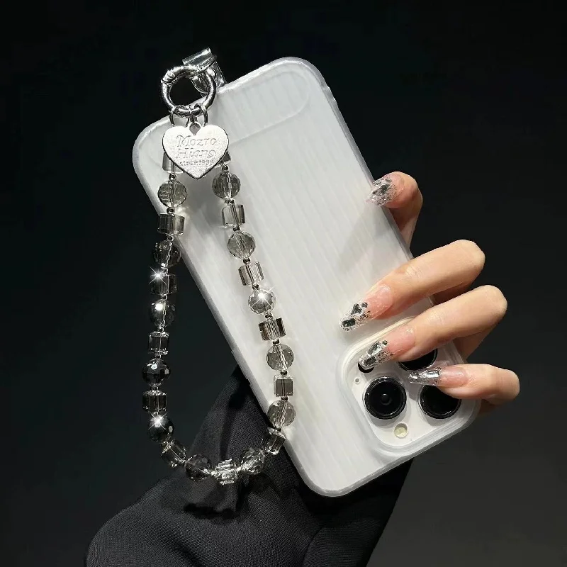 

With Clip Crystal Beads Phone Chain Short Anti-lost Mobile Phone Lanyard Light Luxury Style Trinket Love Phone Pendant