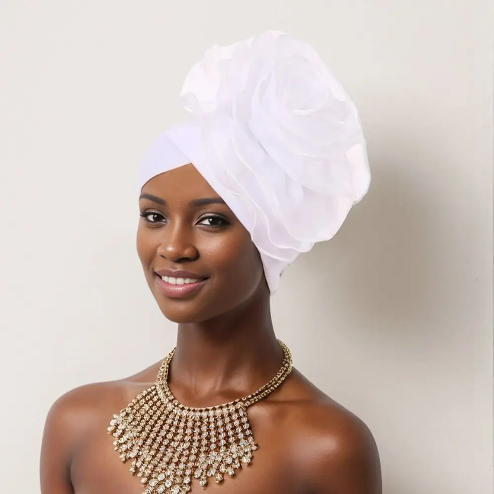 Exaggerated Large Flower Turban Cap Party Headpiece African 
