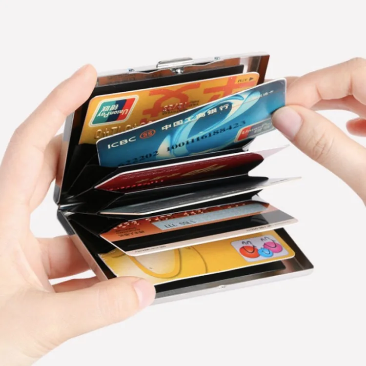 Porte-cartes en aluminium avec blocage RFID pour homme, portefeuille en métal mince, sac d'argent, anti-balayage, porte-cartes de crédit, étui fin, petit portefeuille masculin, 1PC