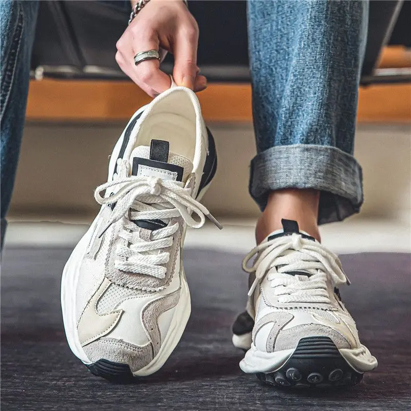 Men's 2025 Winter Thick Sole Invisible Inner Heel Lift Dad Shoes Breathable Sporty Casual Streetwear Sneakers