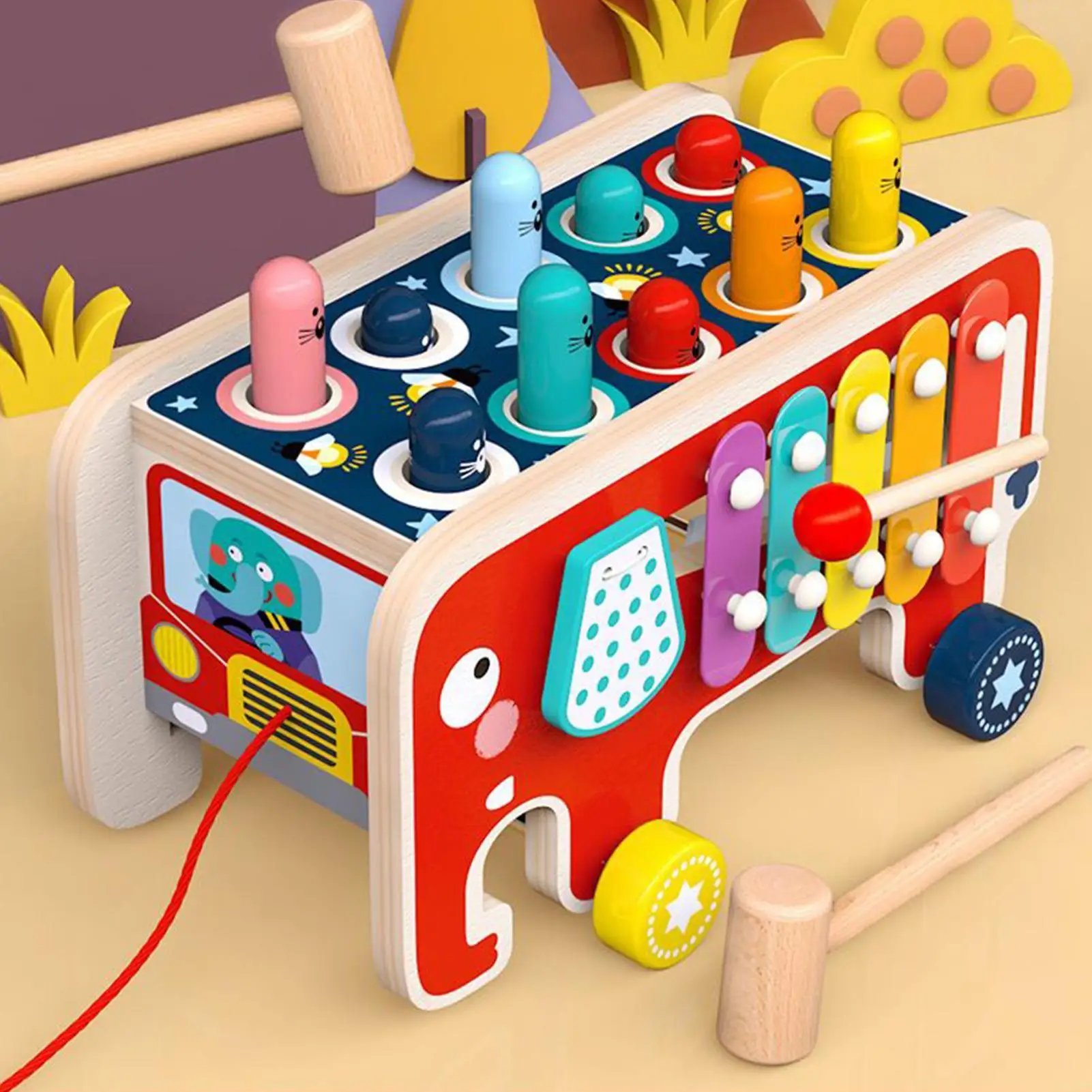 子供向けの音楽玩具 木製打楽器 カラフルな木製シロフォン 教育用音楽玩具 モータースキルを育む