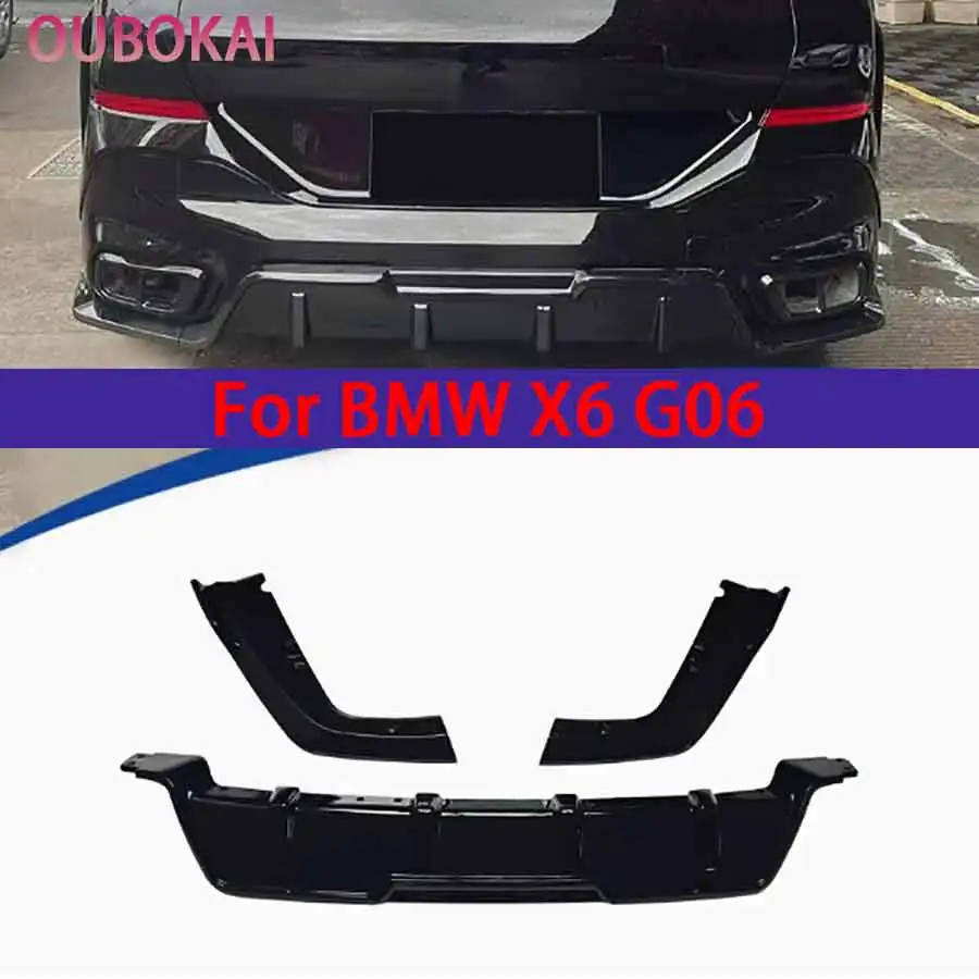 For BMW X6 G06 2020-2025 Bright Blac Back lip Car Rear Bumper Diffuser glossy black Rear Splitters Spoiler Back lip shunt
