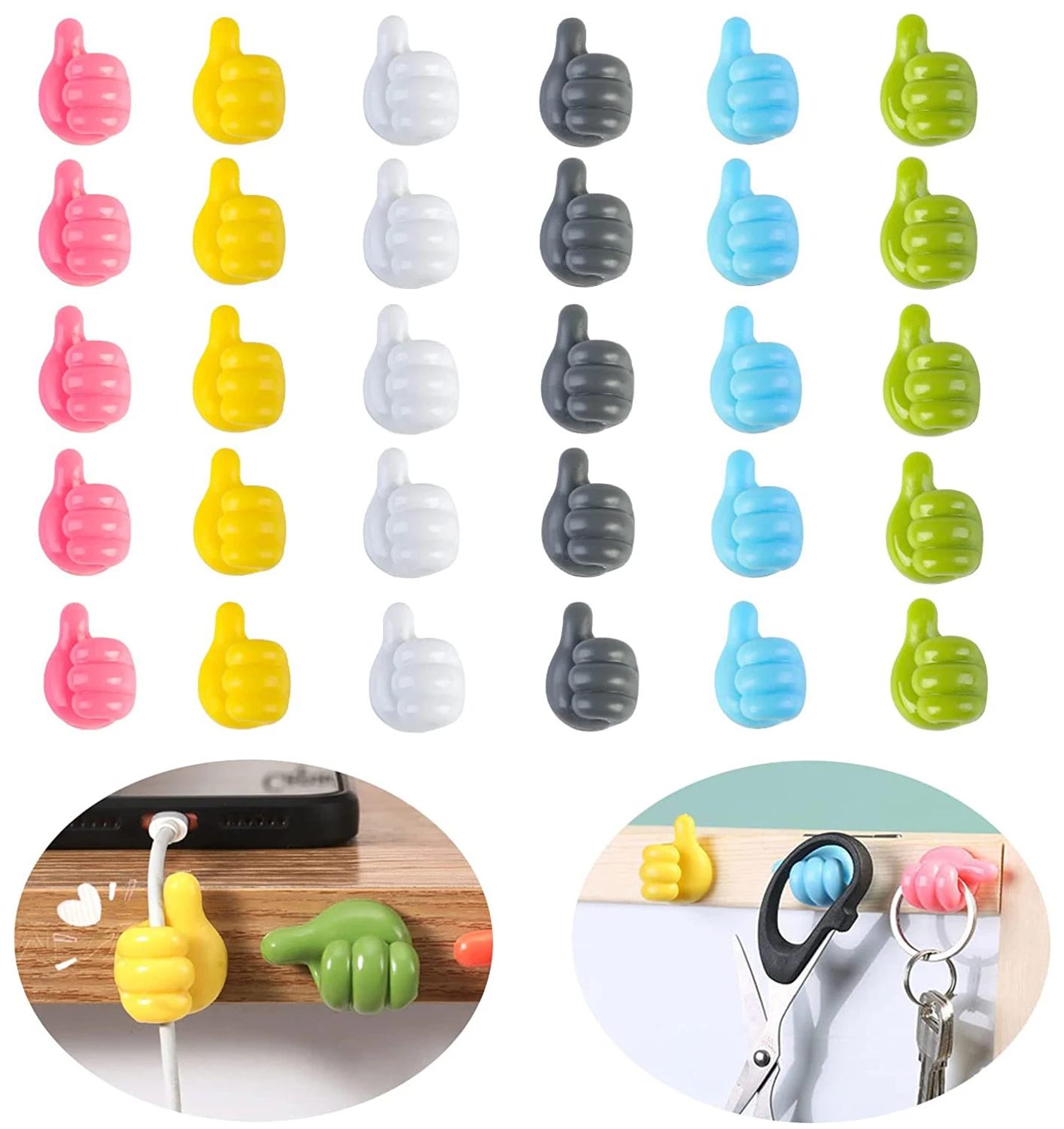 10/5Pcs Creative Small Silicone Thumb Wall Hooks Clip Self-Adhesive Thumb Hook Key Hanger Hook Home Data Cable Desk Organizer