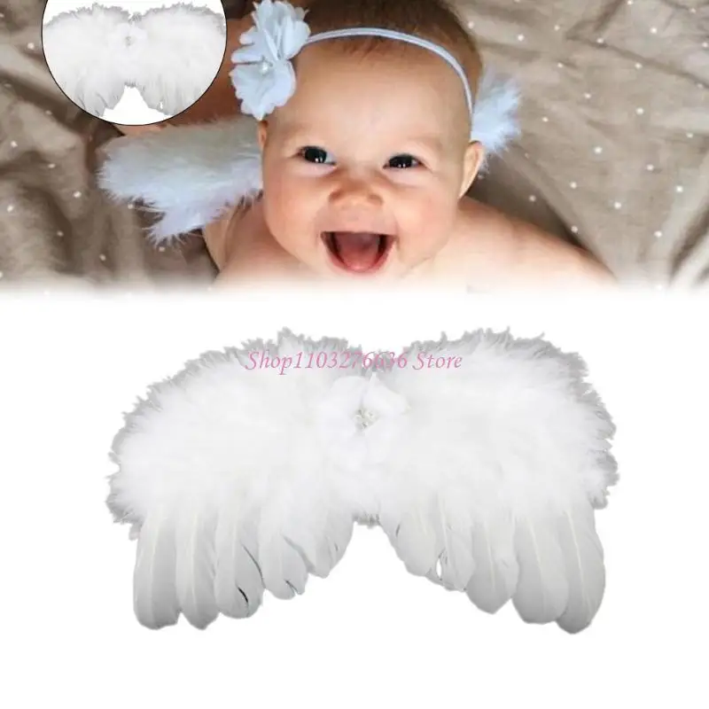 R6FD Baby Photoshoot Posing Props Wing Headband Newborn Photo Angel Costume