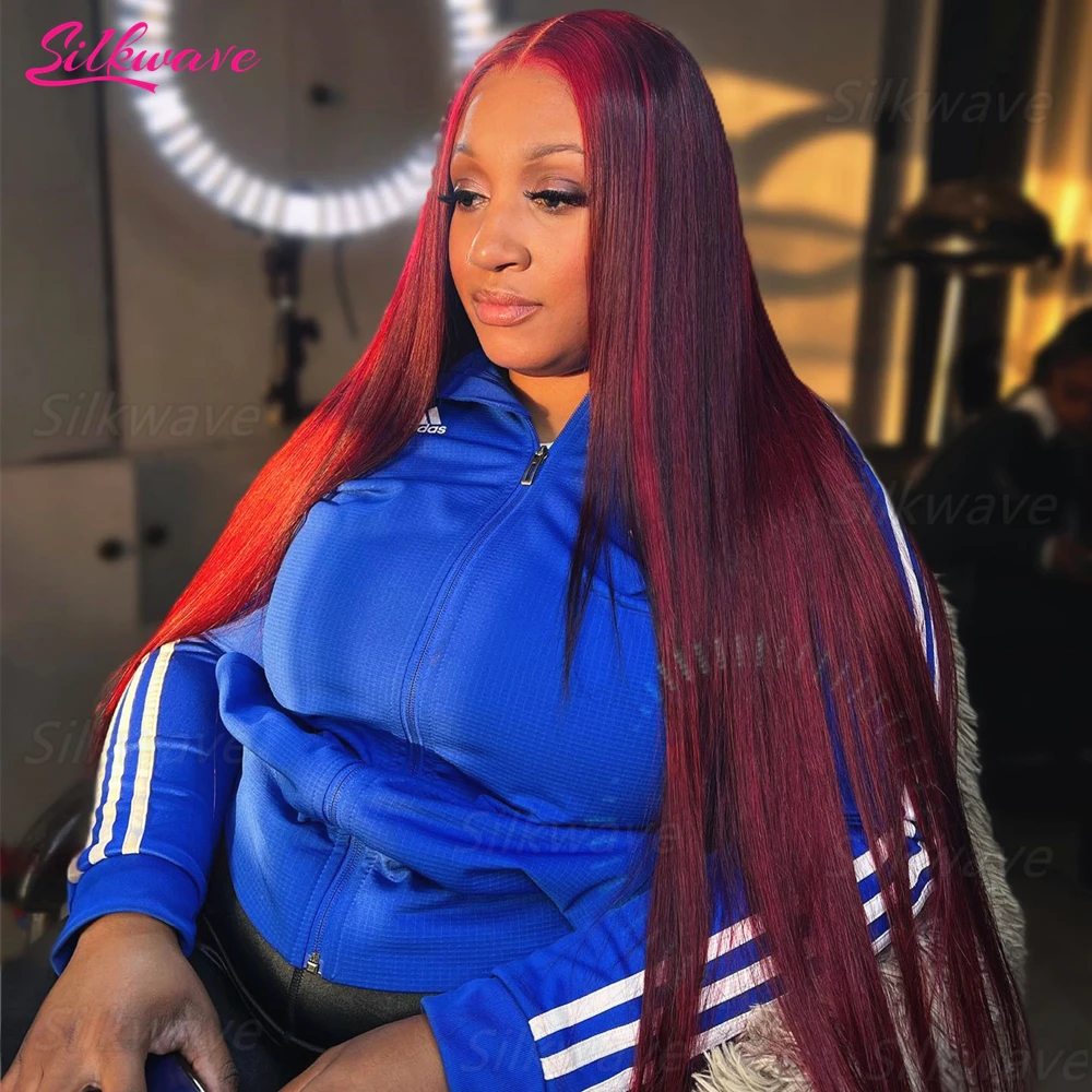 

13x6 HD Lace Frontal Wig Bone Straight Burgundy Lace Front Wig Human Hair For Women Brazilian 99J Colored 13x4 Lace Frontal Wig