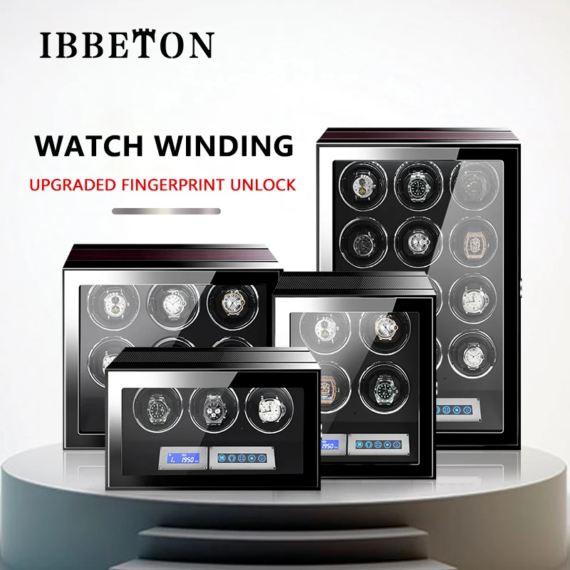 

IBBETON Automatic Watches Storage Wood Boxes Mechanical Watches Display Box Luxury Motor Rotator Shaker Watch Winder