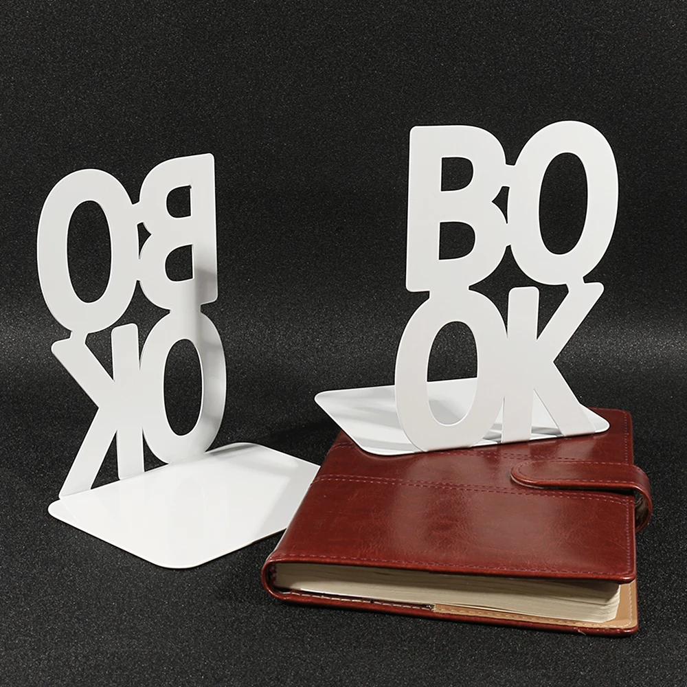 2Pcs Letter Book Bookends Office Desktop Home Iron Bookends for Book Lovers Office supplies Book Ends Holder Book rack