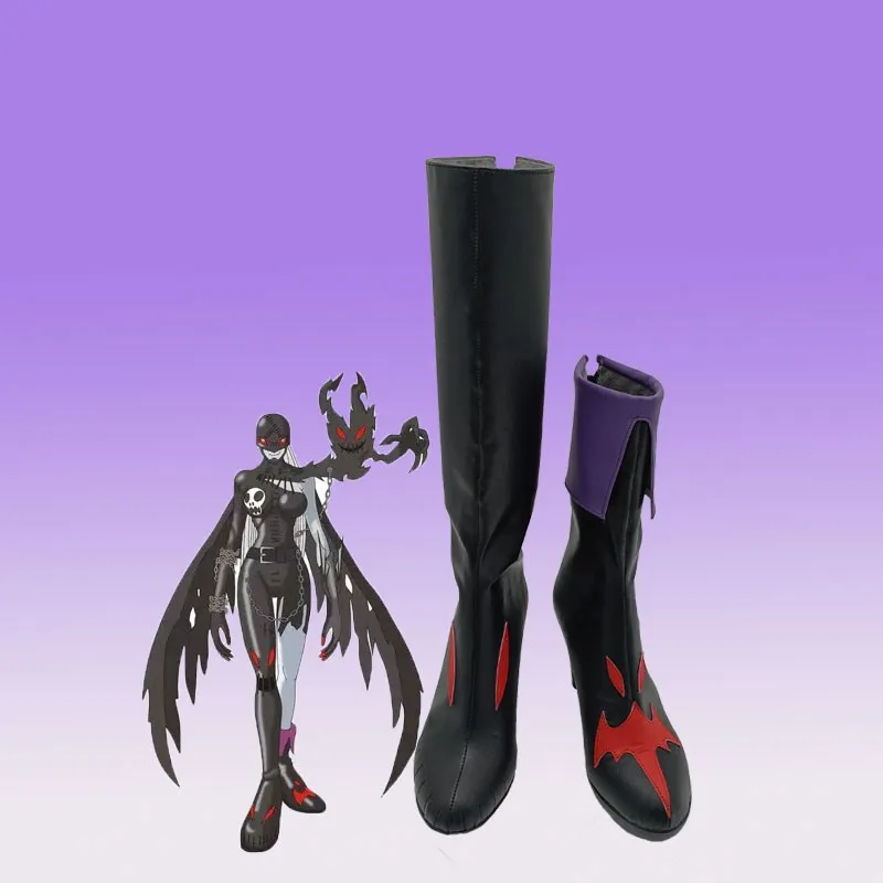 Digimonster Lady Devimon Cosplay Shoes Black Handmade Comic Costume Boots