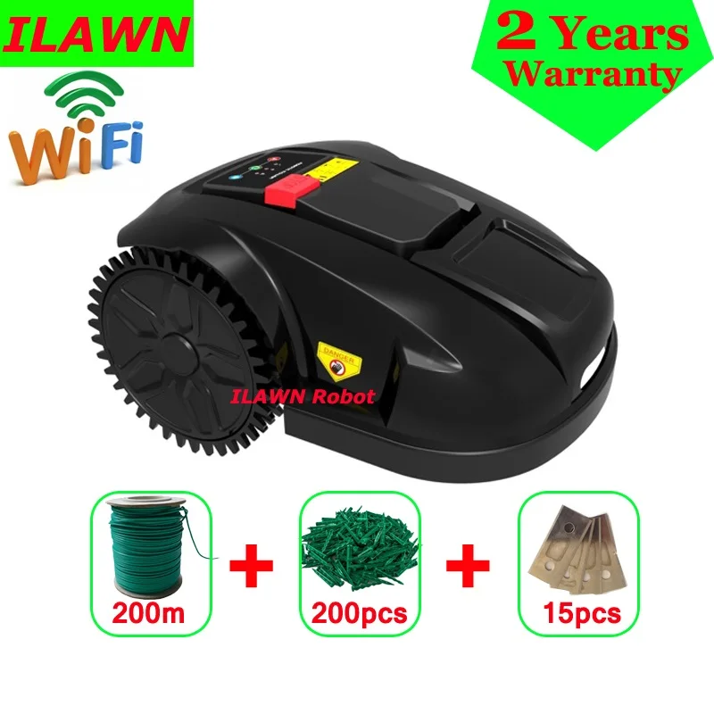 

GYROSCOPE Navigation Lawn Robot Mower Grass Cutter with WiFi APP Control+200m wire+200pcs pegs