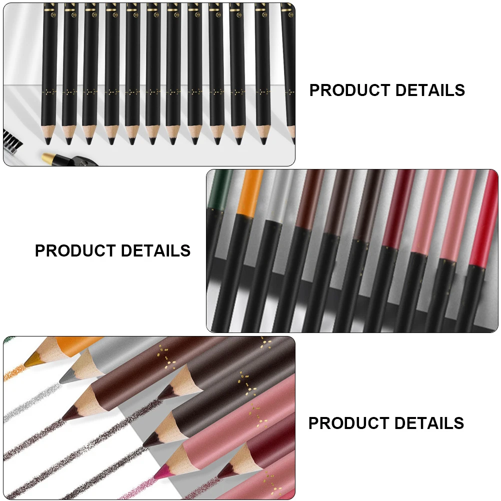 

12 Pcs Lip Liner Set Eyebrows Eyeliner Pen Waterproof Makeup Pencil Long Lasting