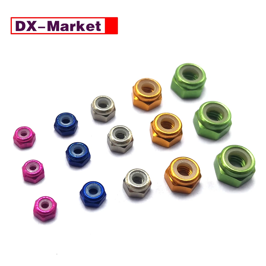 M2 M2.5 M3 M4 M5 Aluminum Alloy Nylon Lock Nuts Kit 100 pieces ,Model Fitting Nut ,B065