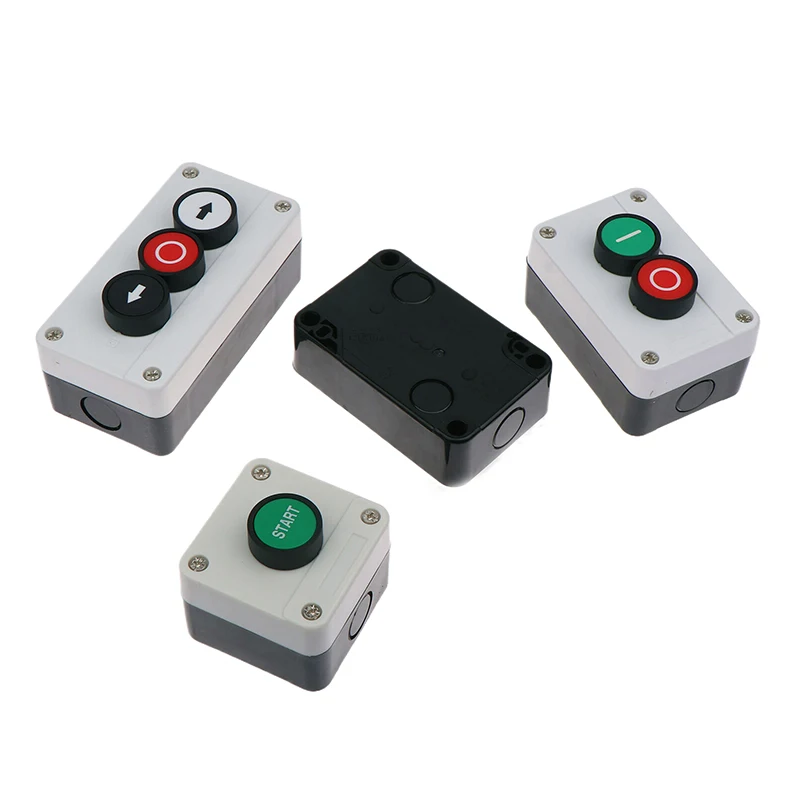 Caja de botones de Control Industrial de parada de emergencia, 1 unidad, con símbolo de flecha, arranque CNC, interruptor de botón impermeable autosellante