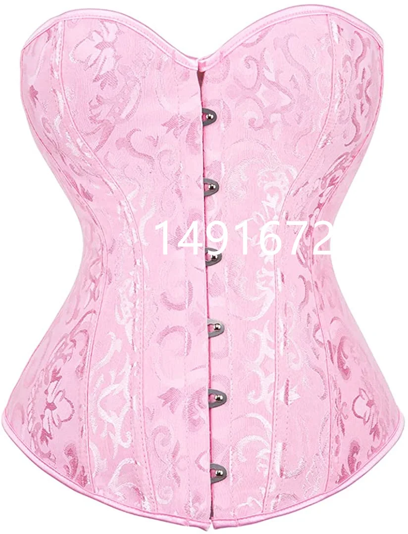 Pink Corsets and Bustiers for Women Top Sexy Corselet Overbust Brocade Vintage Renaissance Bodice Plus Size Green White Cheap