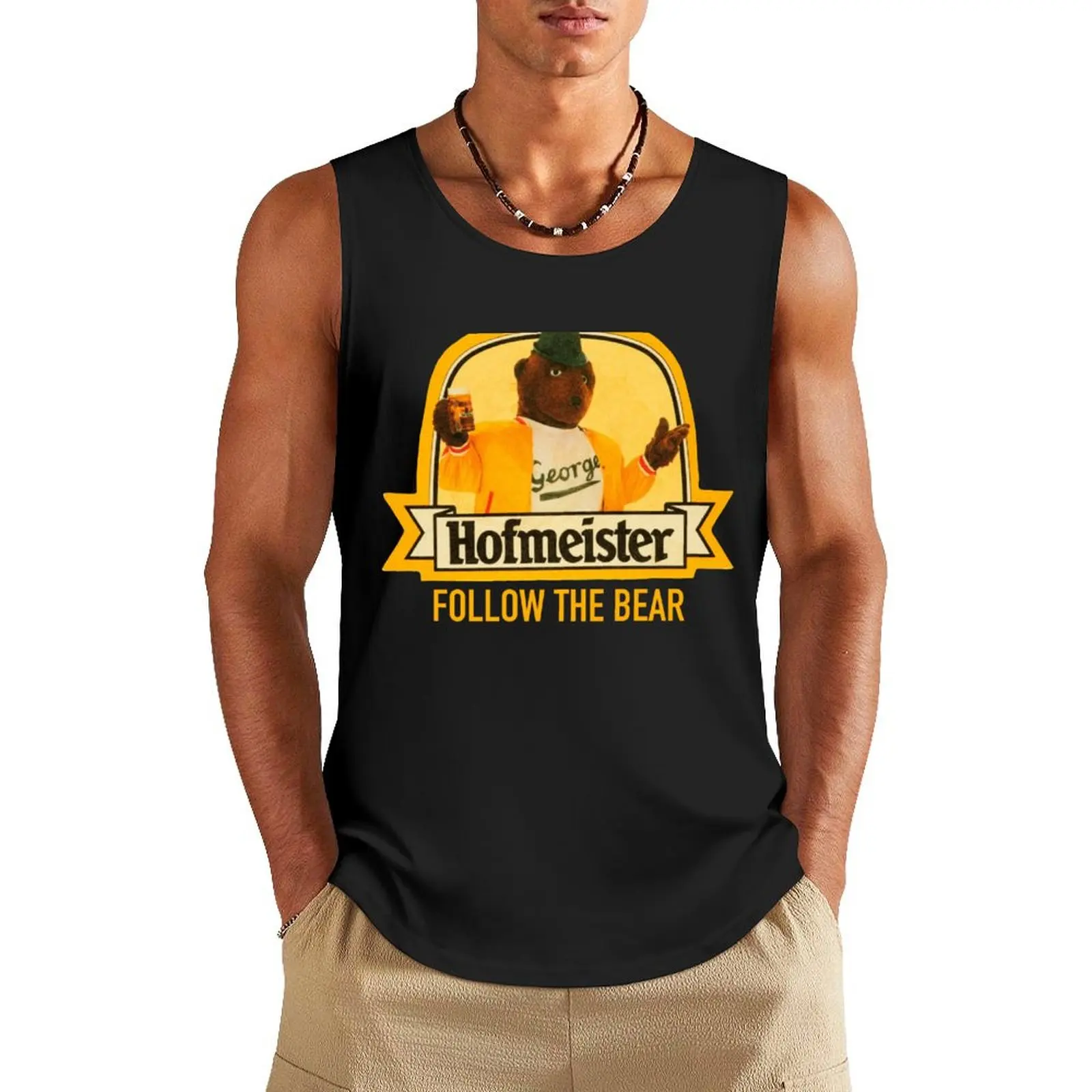 Follow the Bear - George - vintage Hofmeister Tank Top sleeveless shirt man cotton t-shirts man