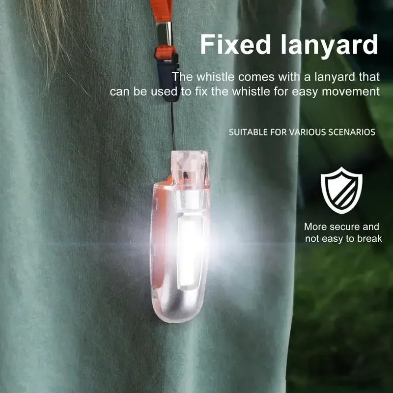 LED Multifunctional Whistle Light Camping Handheld Keychain Light 3-speed Adjustment Flashlight Emergency Whistle with Lanyard