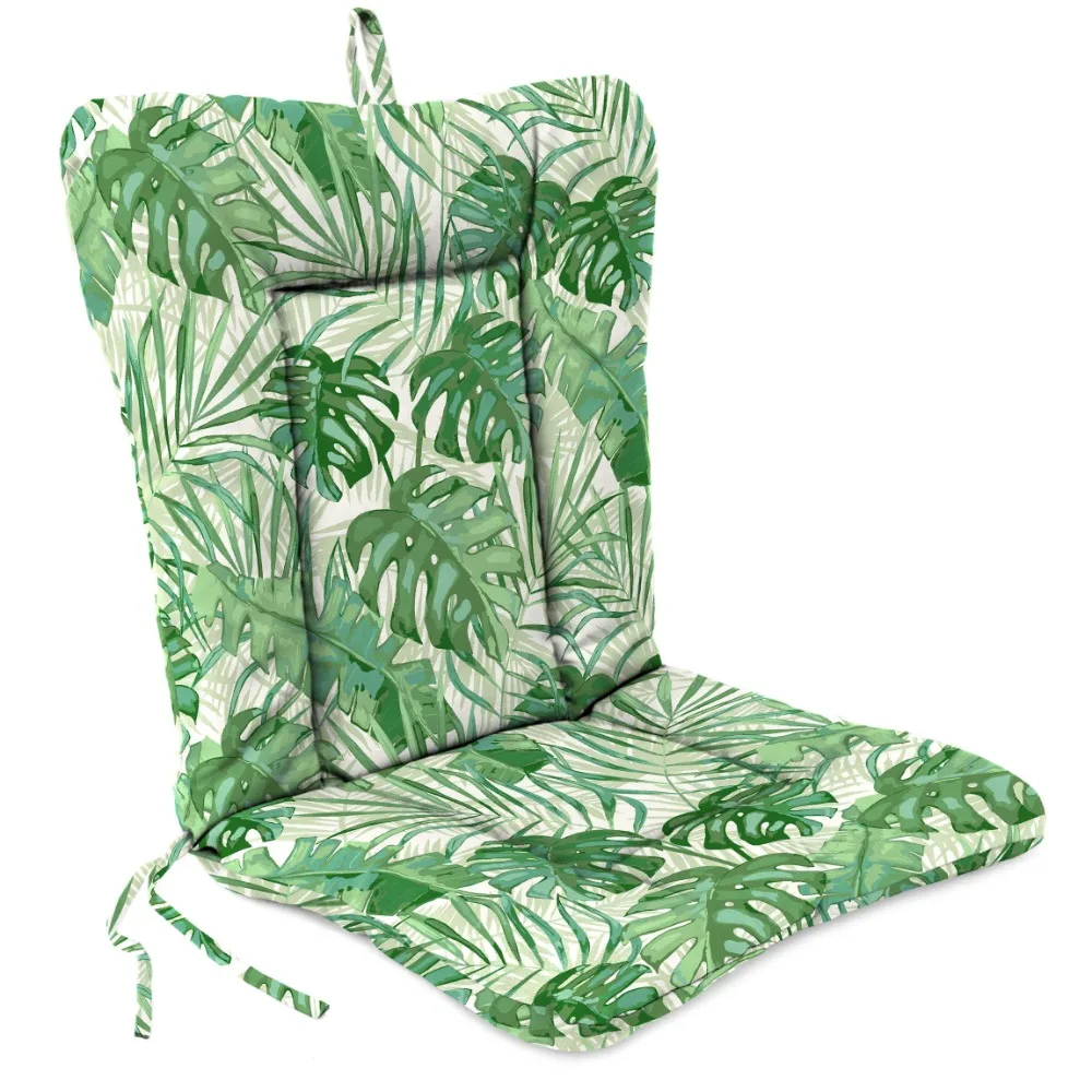 

2024 USA 38" x 21" Bryann Tortoise Green Tropical Rectangular Outdoor Wrought Iron Chair Cushion with Ties and Hanger Loop