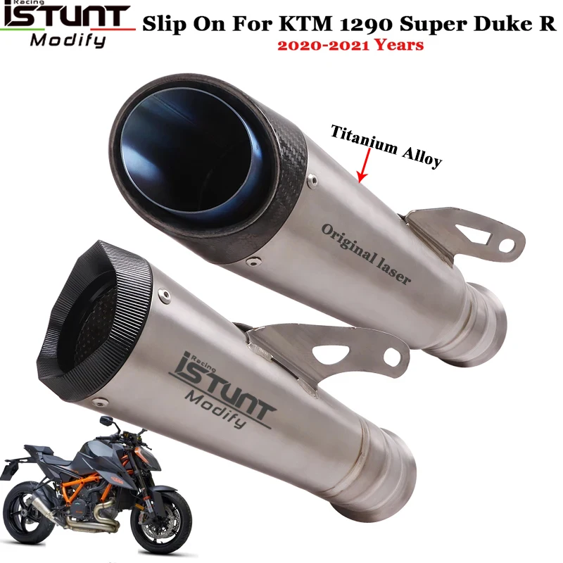 Titanium Alloy Slip On For KTM 1290 Super Duke R 2020 2021 2022 Motorcycle Exhaust Escape Modify Link Pipe Carbon Fiber Muffler