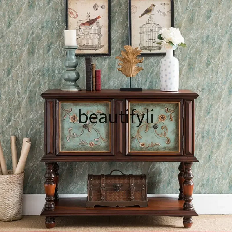 

American entrance table European side cabinet Living room entrance decorative cabinet side cabinet retro0420
