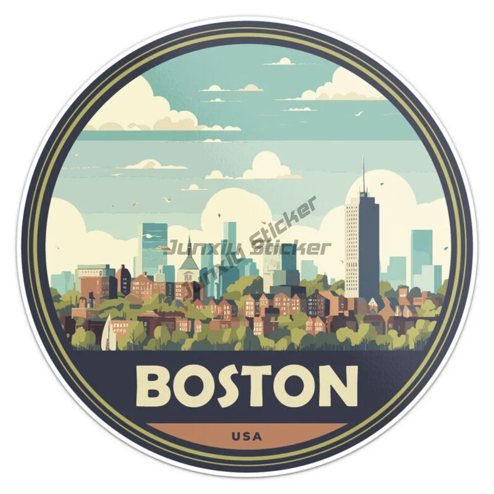 

Наклейка на бампер автомобиля США Бостонского города, виниловая наклейка, карта, контурная наклейка, наклейка на автомобиль для кемпинга, аксессуары