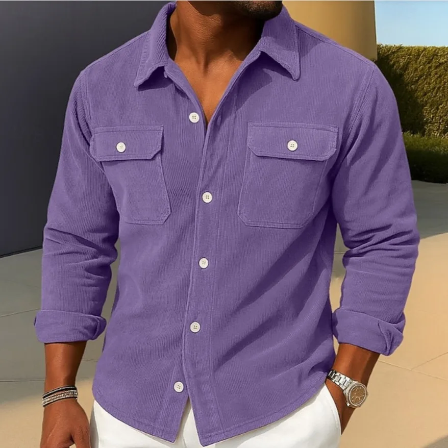 

2025 Corduroy Shirt Men's American Style Trendy Loose Jacket New Casual Button Shirt