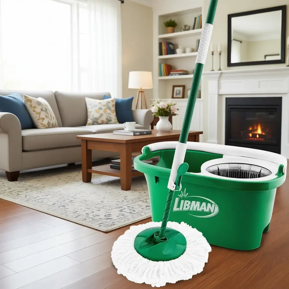 

Система для уборки Tornado Spin Mop с 2 швабрами, ведром и отжимным устройством для мытья полов из твердых пород дерева