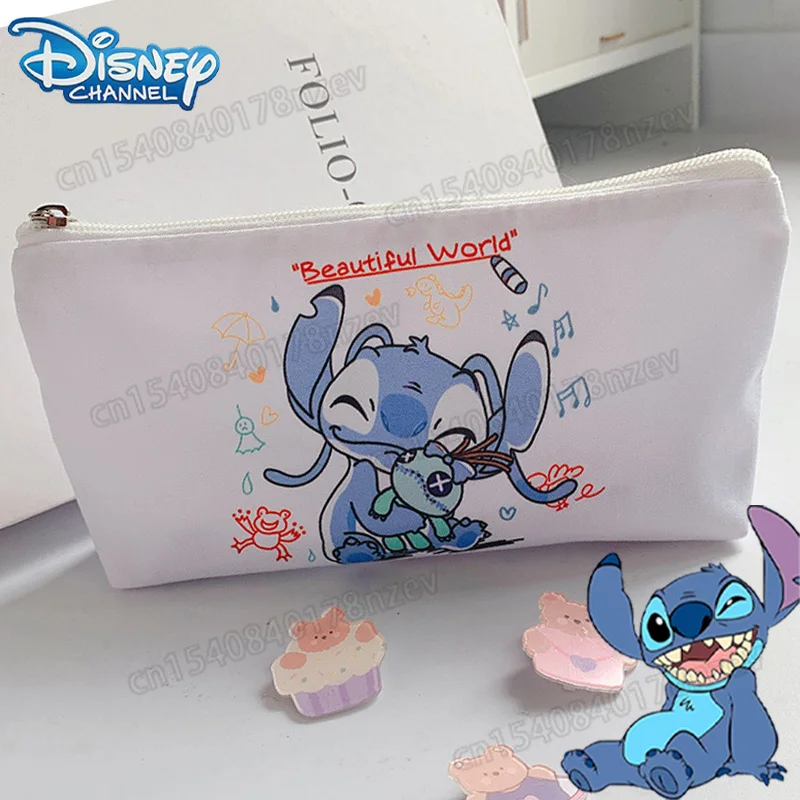 

Disney Stitch Canvas Pen Bag Students Stitch Creative Cartoon Pencil Bag for Kids Portable Stationery Storage Case Prize Gift