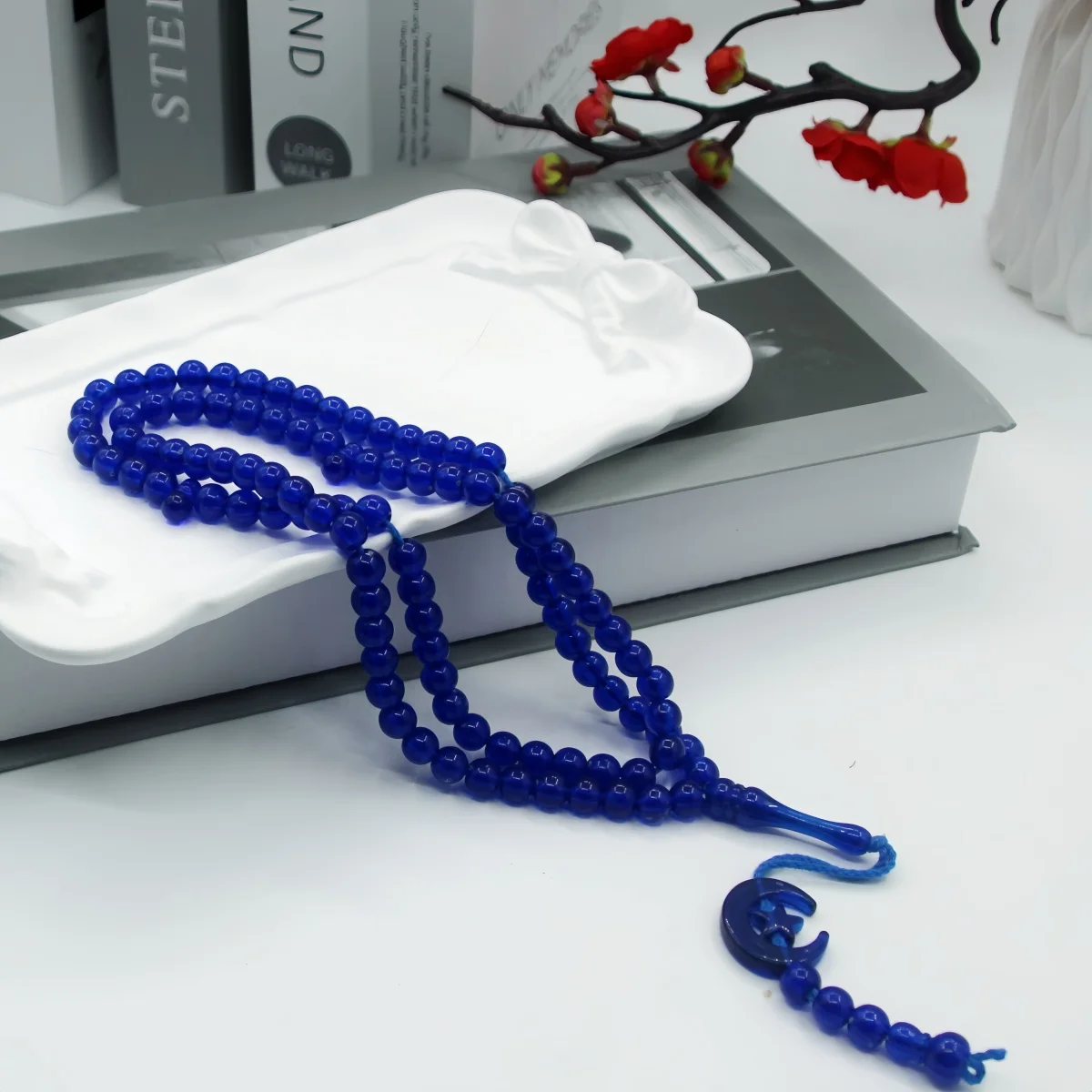 Islam Prayer Beads Tasbih 99 Beads Muslim 8 mm. Rosary Bead Moon Star Decorated Tassels Eid Ramadan Gift