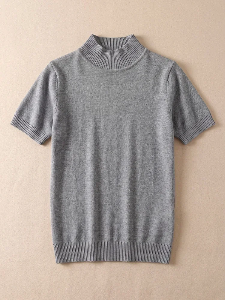Modischer Einfarbiger Pullover Koreanischer Rollkragen Damen T-Shirt Lässige Vielseitige Oberteile 2026 Sommer Herbst Elegante T-Shirts – Detail 7