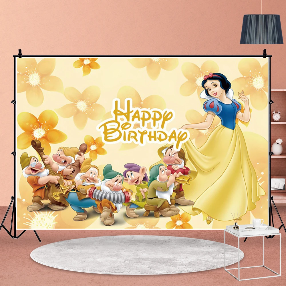 Snow White Photo Background For Photography Backdrop Girl Princess Birthday Decoration Baby Shower Kid's Party Banner Props