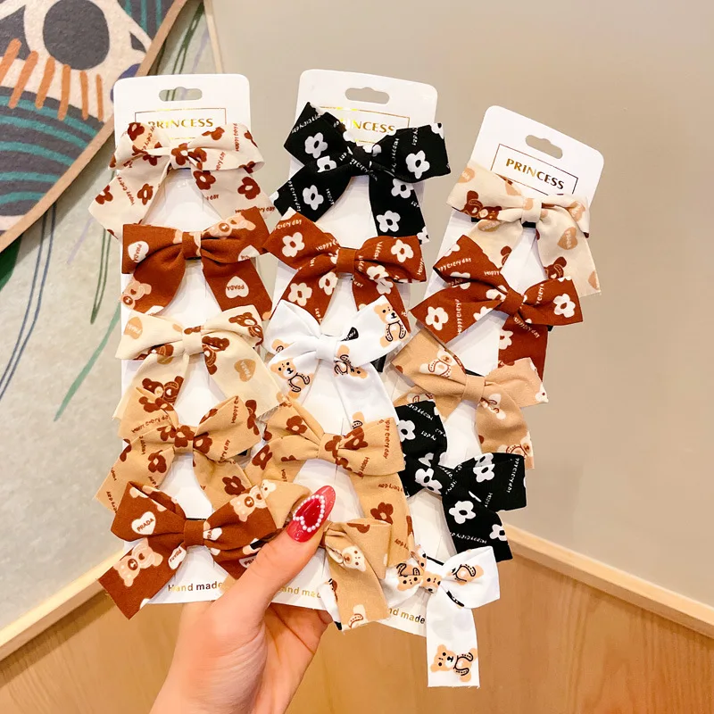 New Girls Cute Plaid Print Star Hairpins For Kids Children Sweet Headband Hair Clips Barrettes Fashion Bow Accessories