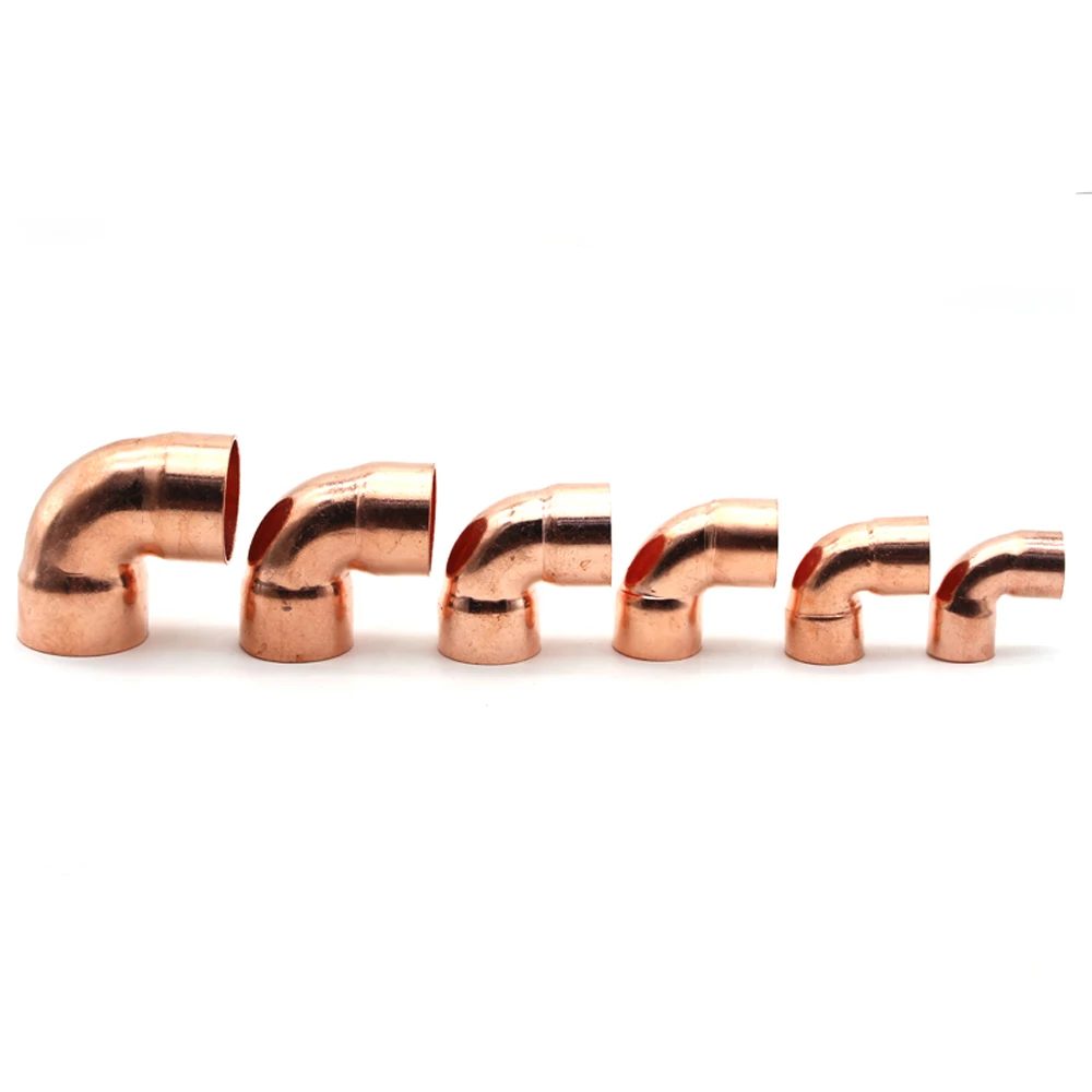 45 50 54 60 67 70 76 80 89mm ID 99.9% Copper End Feed Solder 90 Degree Elbow Plumbing Fitting Coupler For Air Condition