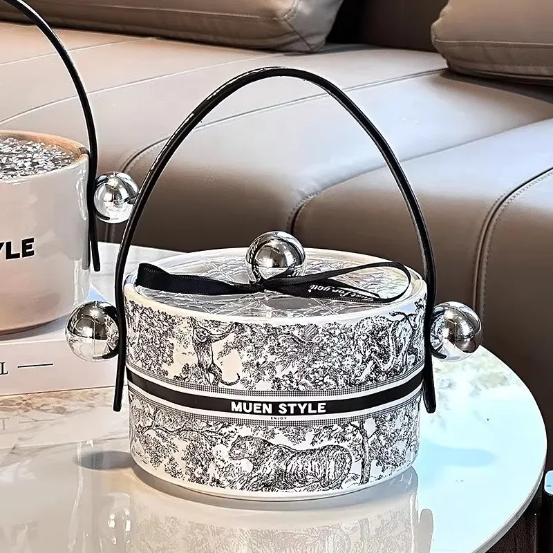 

Ceramic Multifunction Storage Box Fruit Basket Desk Organizer Snack Plate Dry Goods Container for Home Picnic