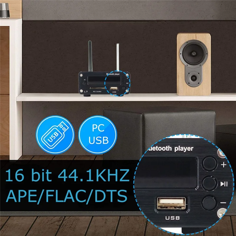 

AU61-L7 Hifi Bluetooth 5.0 Receiver DAC Stereo Audio Preamp Music Player FM Radio Headphone Amp Supports U-Disk SD Hard Disk