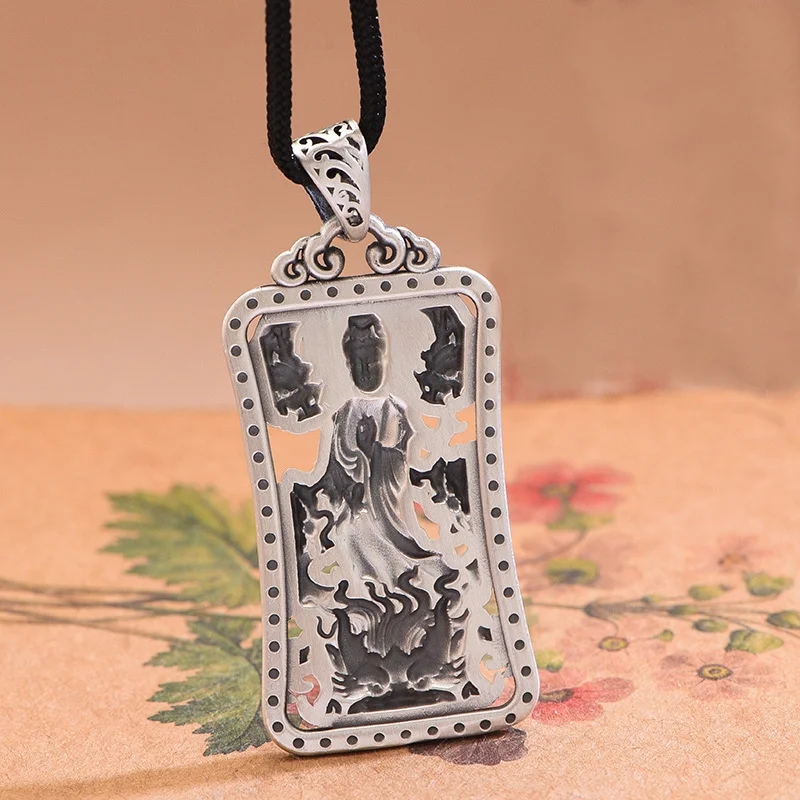 Ethnic Style Hollow Dragon Buddha Pendant For Women Jewelry Blessing Avalokites Necklace Men Jewelry