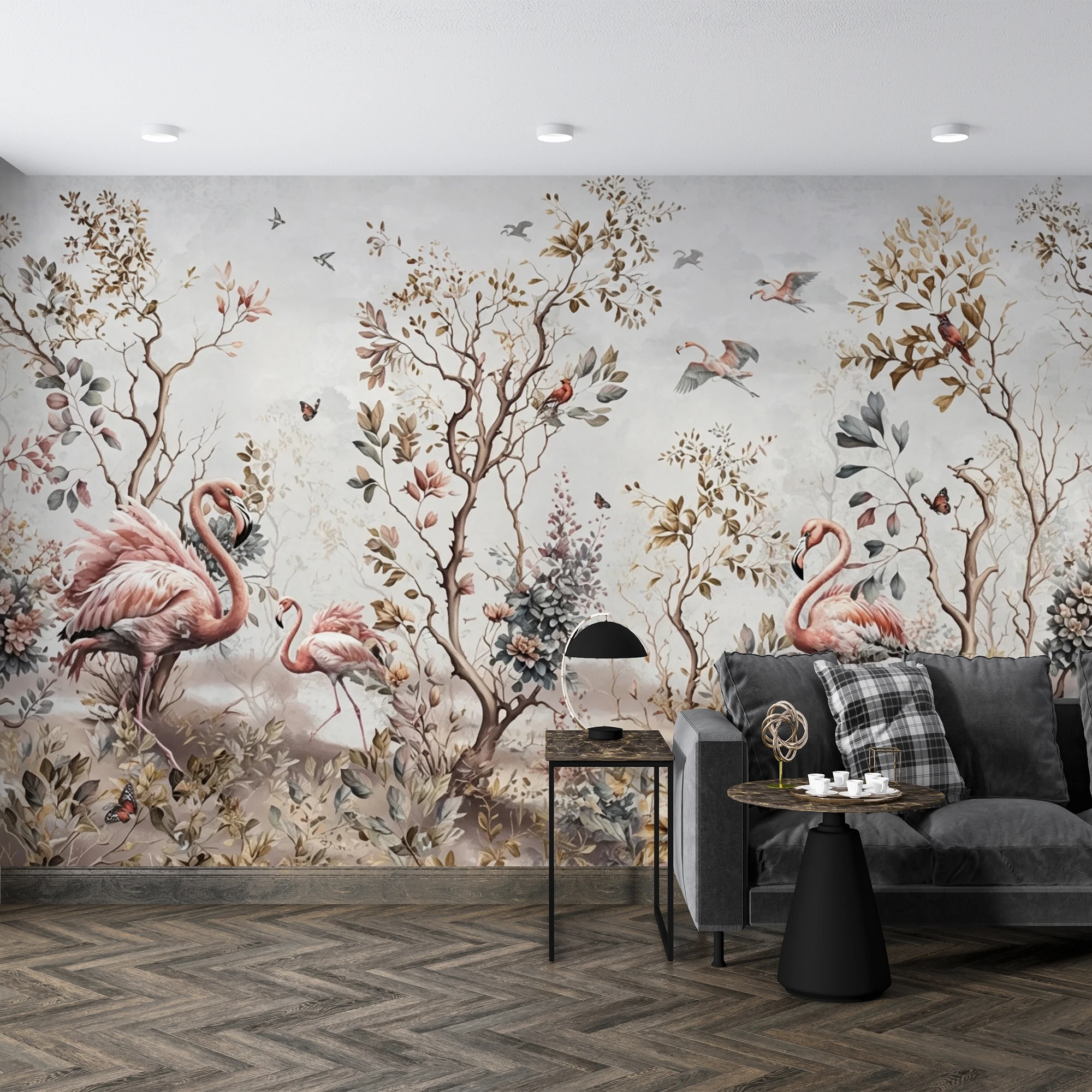Custom 3D Vintage Wallpaper Flamingo Tree Floral Jungle Nature Mural for Living Room Bedroom Home Wall Decor