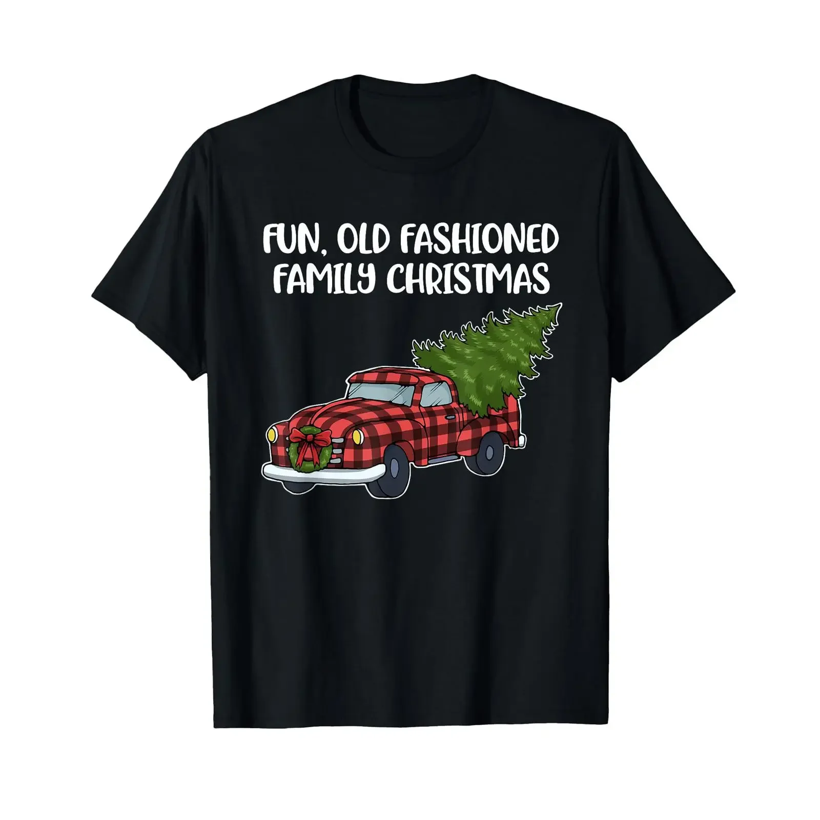 Family Christmas T Shirt Fun Old Fashioned Tree Oldtimer Truck vintage Washed Versatile Comfortable Breathable Unisex graphic