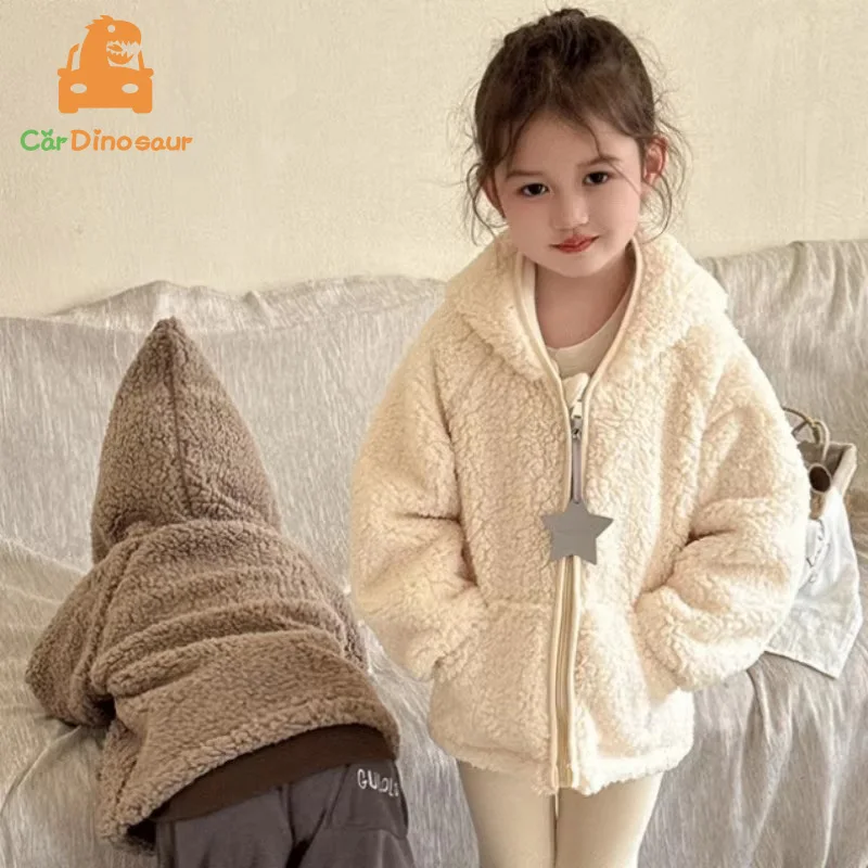 2025 Autumn Winter Warm New 2 3 4 6 8 10 Years Children Brother Sister Outwear Hooded Kids Baby Boys Girls Hat Fleece Jacket