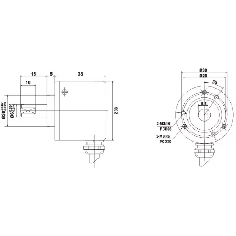 100 Pulse ABZ Phase Incremental Rotary Encoder Push Pull Output GHS38-06G100BMP526 For Speed