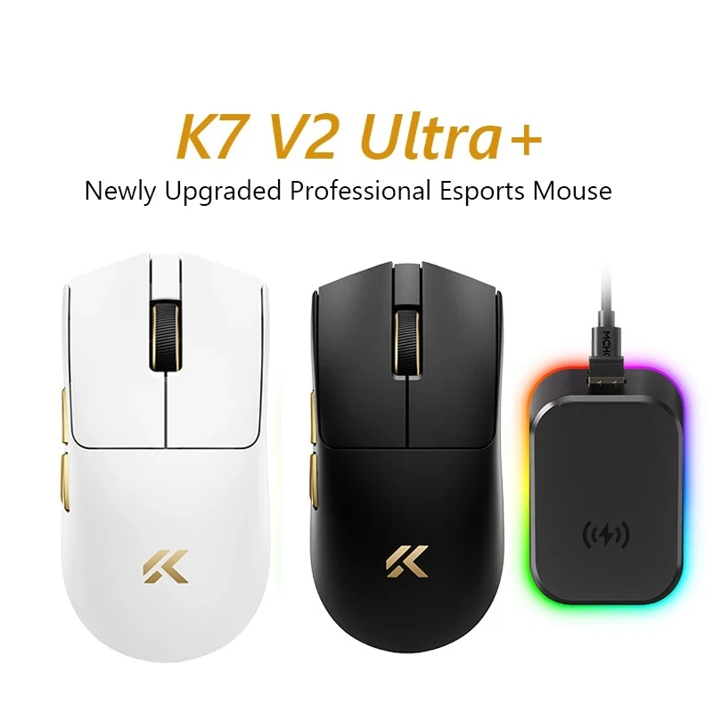 PYLV MCHOSE K7 V2 Ultra +  Wireless  Mouse PAW3955 Dual 8K Polling Rate 50000DPI Lightweight Magnetic Wireless Charging Dock