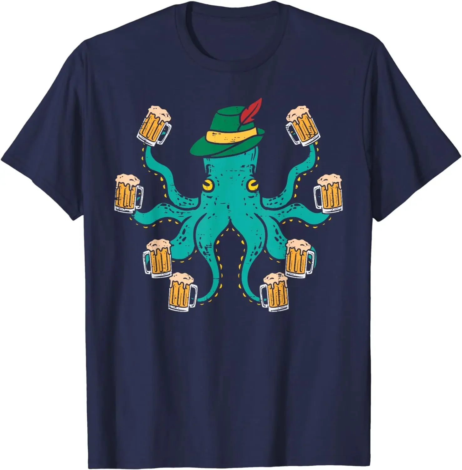 German Octopus Drinking Beers Funny Bavarian Festival Men Women T-Shirt for Men Women Cotton Clothing