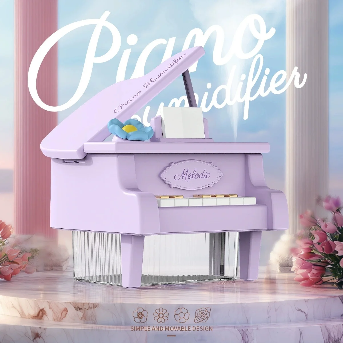 البيانو شكل اللاسلكية المحمولة الهواء المرطب 350 مللي USB قابلة للشحن 1200 مللي أمبير بطارية بالموجات فوق الصوتية صانع ضباب رائع مبيد للمنزل #3